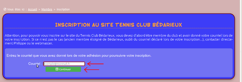inscription étape 2